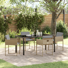 5-Delige Tuin Eetset Met Kussens Beige Poly Rattan