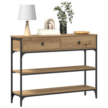 Console Tafel Ambachtelijk Eiken 100X25X75 Cm Bewerkt Hout & Staal