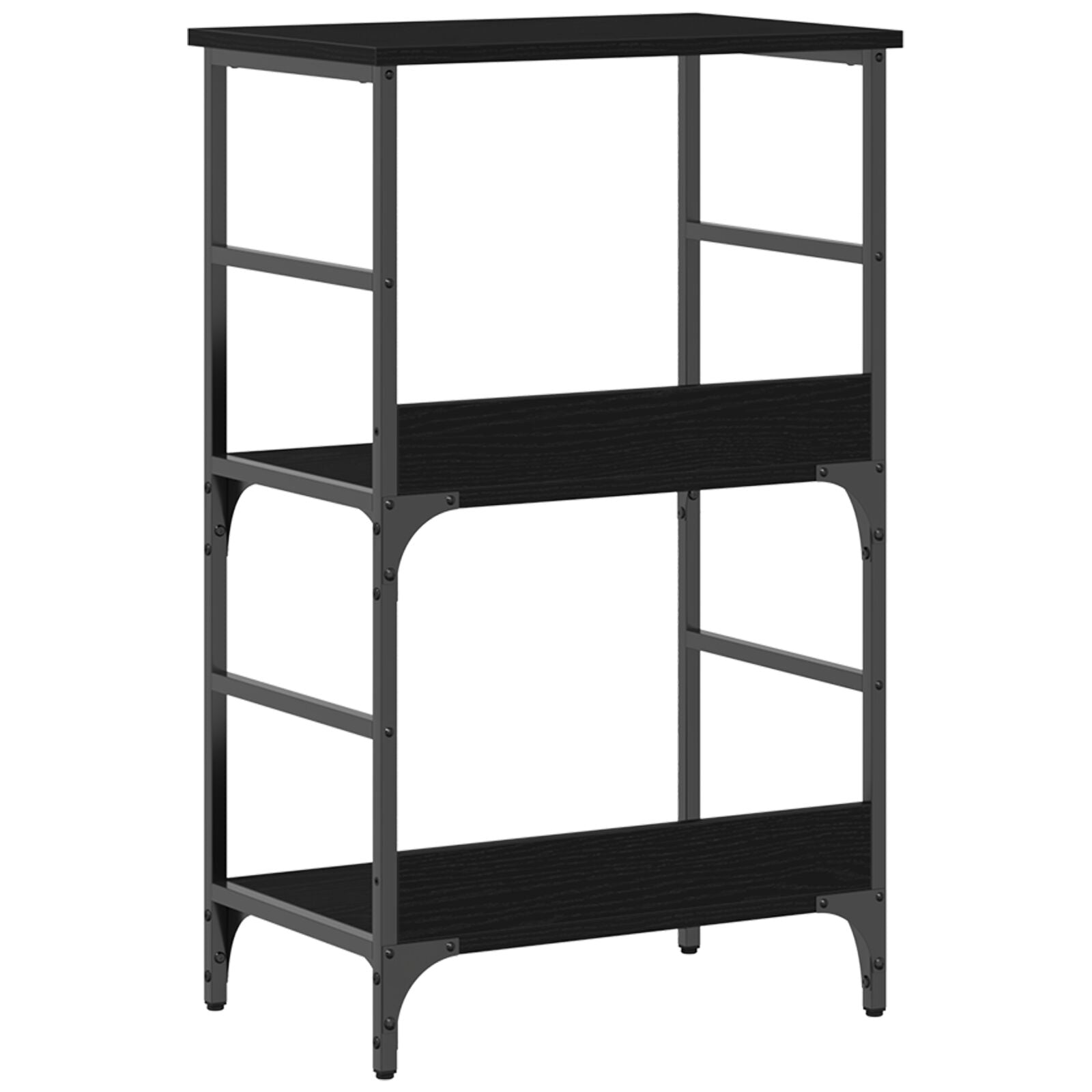 Boekenplank Zwart Eiken 50X33X82 Cm Geëngineerd Hout En Staal
