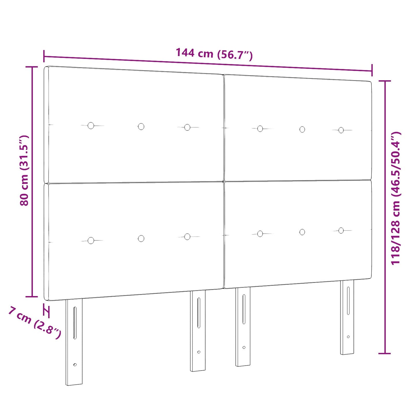 Hoofdbord Met Knopen Stof Taupe 140 cm Hoog hoofdbord
