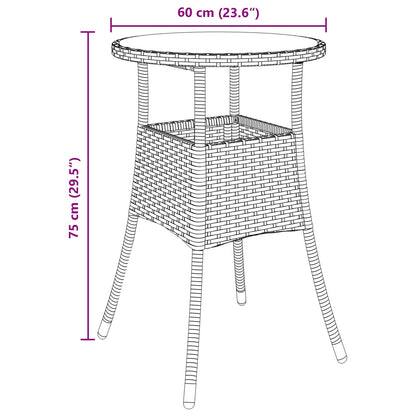 3 Delige Tuin Eettafel Set Zwart Poly Rattan