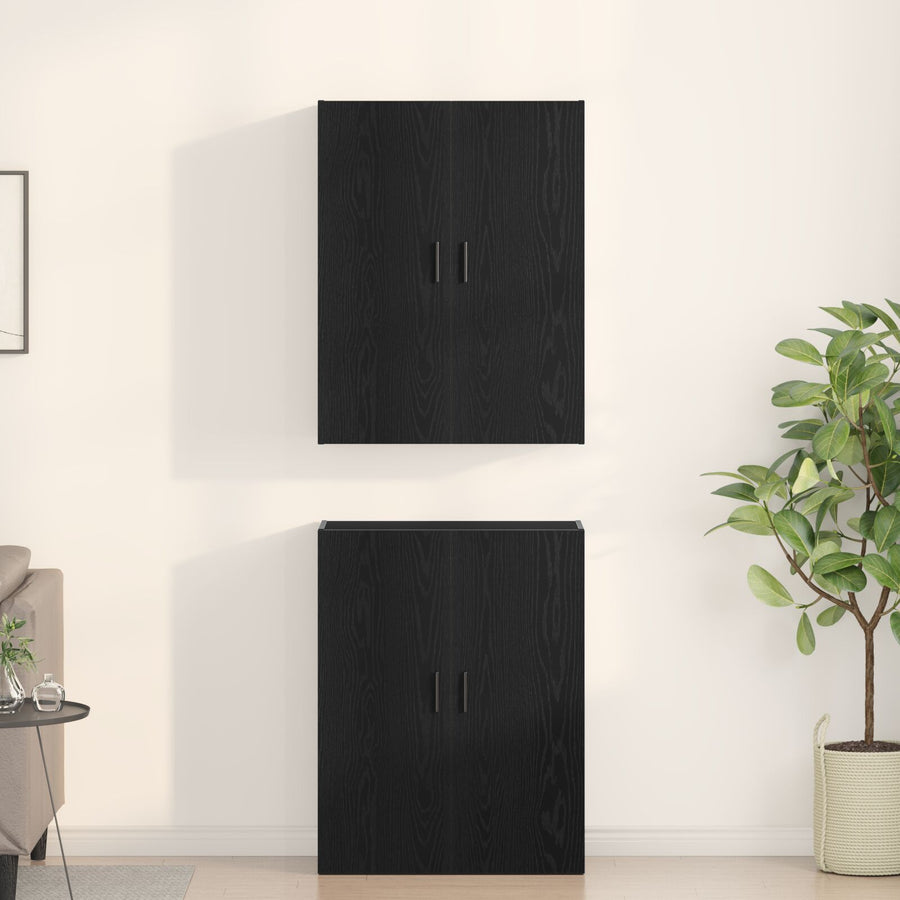 Kasten 2 Stuks Zwart Eiken 69,5X34X180 Cm Bewerkt Hout