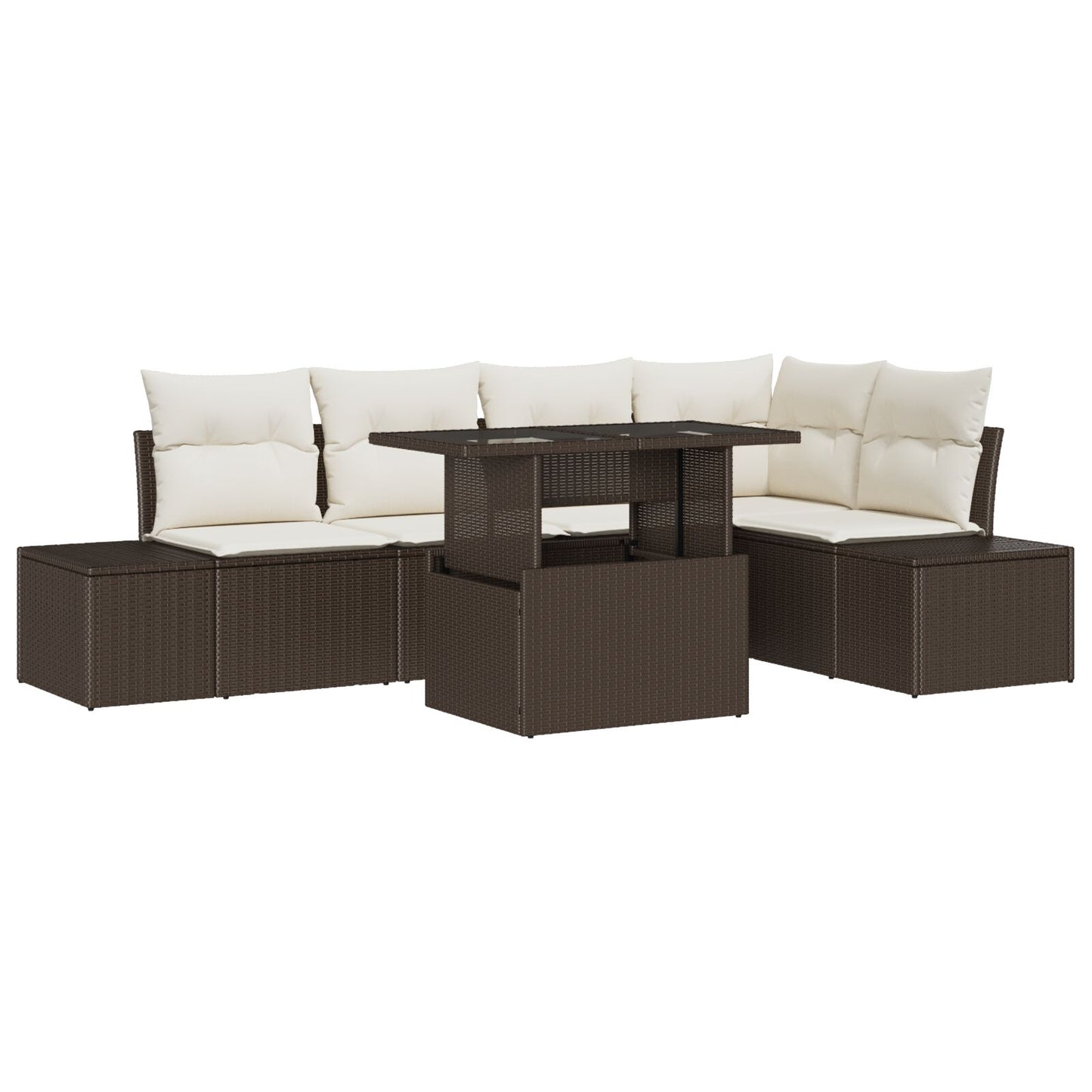 Tuin Sofa Set Set Van 6 Bruin Rattan Tuin Sofaset Rechthoekig