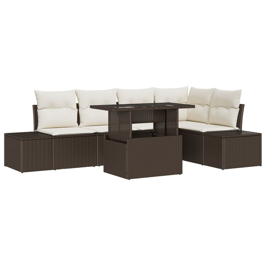 Tuin Sofa Set Set Van 6 Bruin Rattan Tuin Sofaset Rechthoekig
