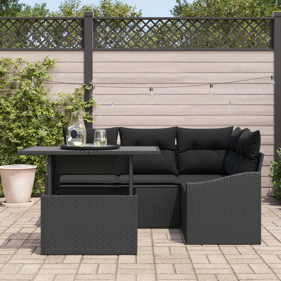Tuinsofa Set Set Van 5 Zwart Rattan Tuinhoek Sofa Rechthoekig