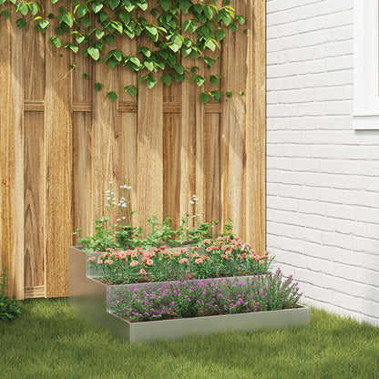 Tuint Planter 3-Laags 90 x 90 x 35 cm Gegalvaniseerd staal