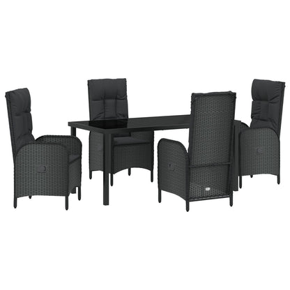 5-Delige Tuin Eetset Zwart Poly Rattan