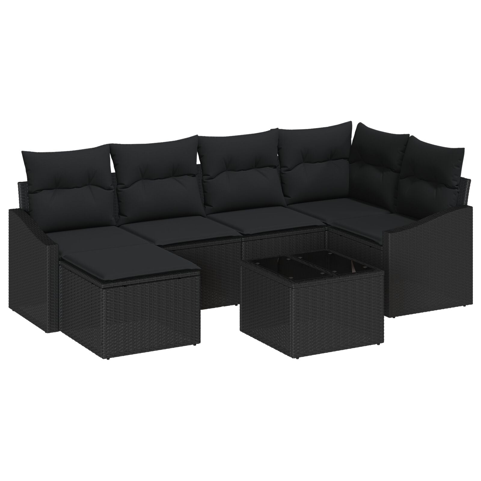 7-Delige Tuin Sofa Set Met Kussens Beige Poly Rattan