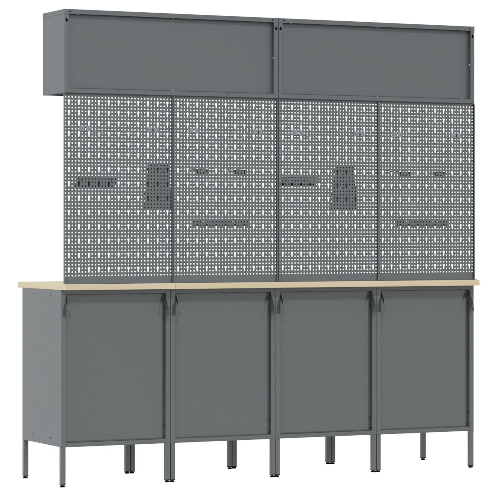 10-Delige Werkcabinet En Pegboard Set Mdf En Metaal 4x (84 cm) Rood 4x kast + 4x pegboard + 2x kast met deur