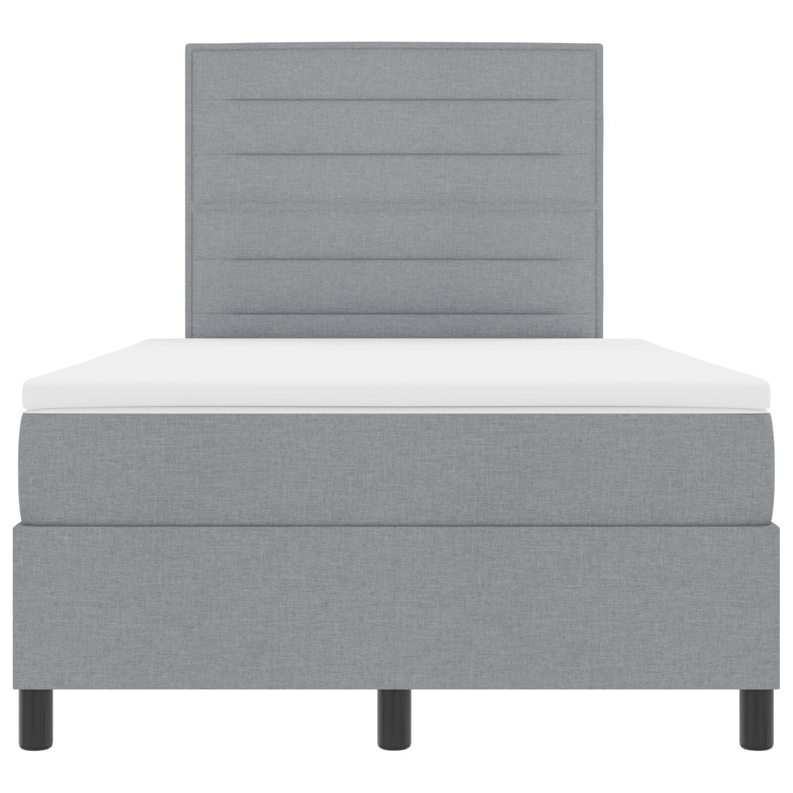 Boxspring Bed Met Matras Stof Lichtgrijs 120 x 200 cm Lijnen ontwerp
