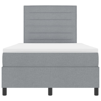 Boxspring Bed Met Matras Stof Lichtgrijs 120 x 200 cm Lijnen ontwerp