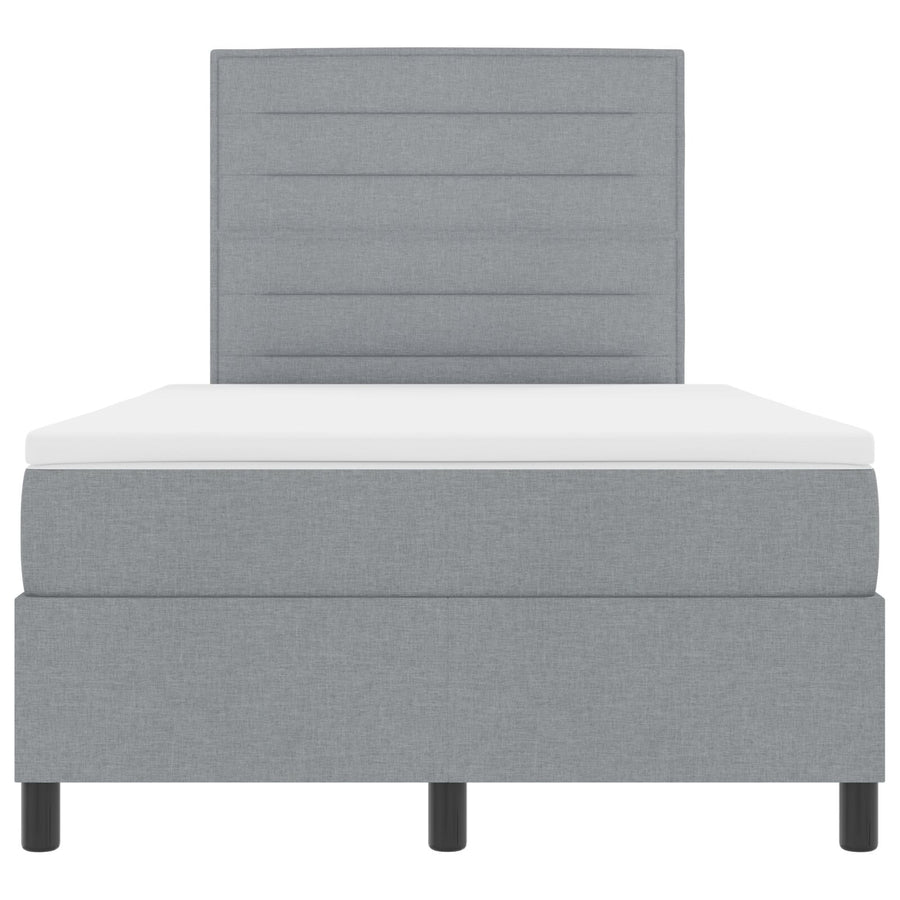 Boxspring Bed Met Matras Stof Lichtgrijs 120 x 200 cm Lijnen ontwerp