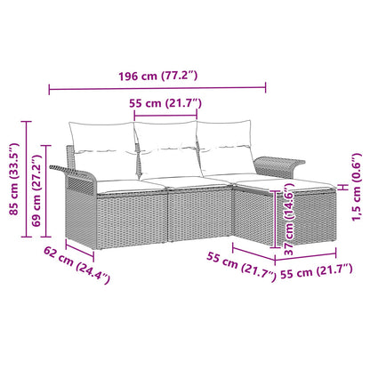 4-Delige Tuin Sofa Set Met Kussens Beige Poly Rattan
