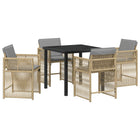 Tuinset polyrattan 5-delig beige