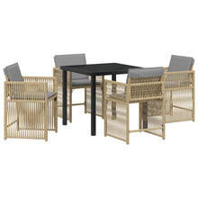 5-Delige Tuindining Set Met Kussens Beige Poly Rattan