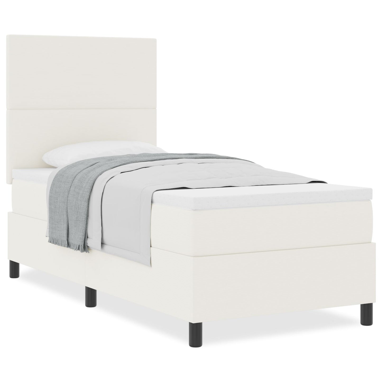 Boxspringbed Met Matras Crème 100X200 Cm Corduroy Stof