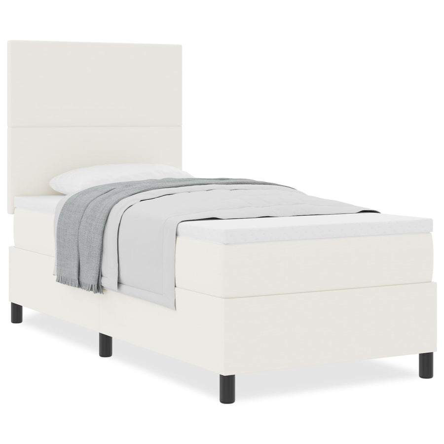 Boxspringbed Met Matras Crème 100X200 Cm Corduroy Stof