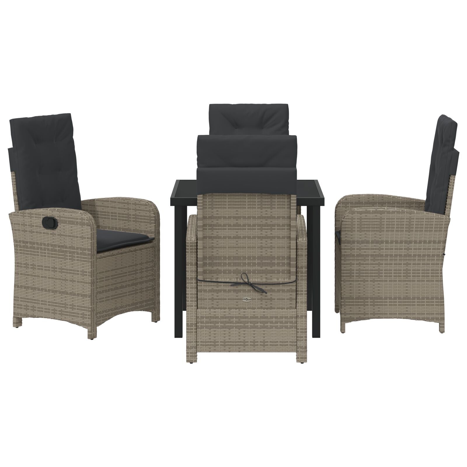 5-Delige Tuin Eetset Met Kussens Grijs Poly Rattan