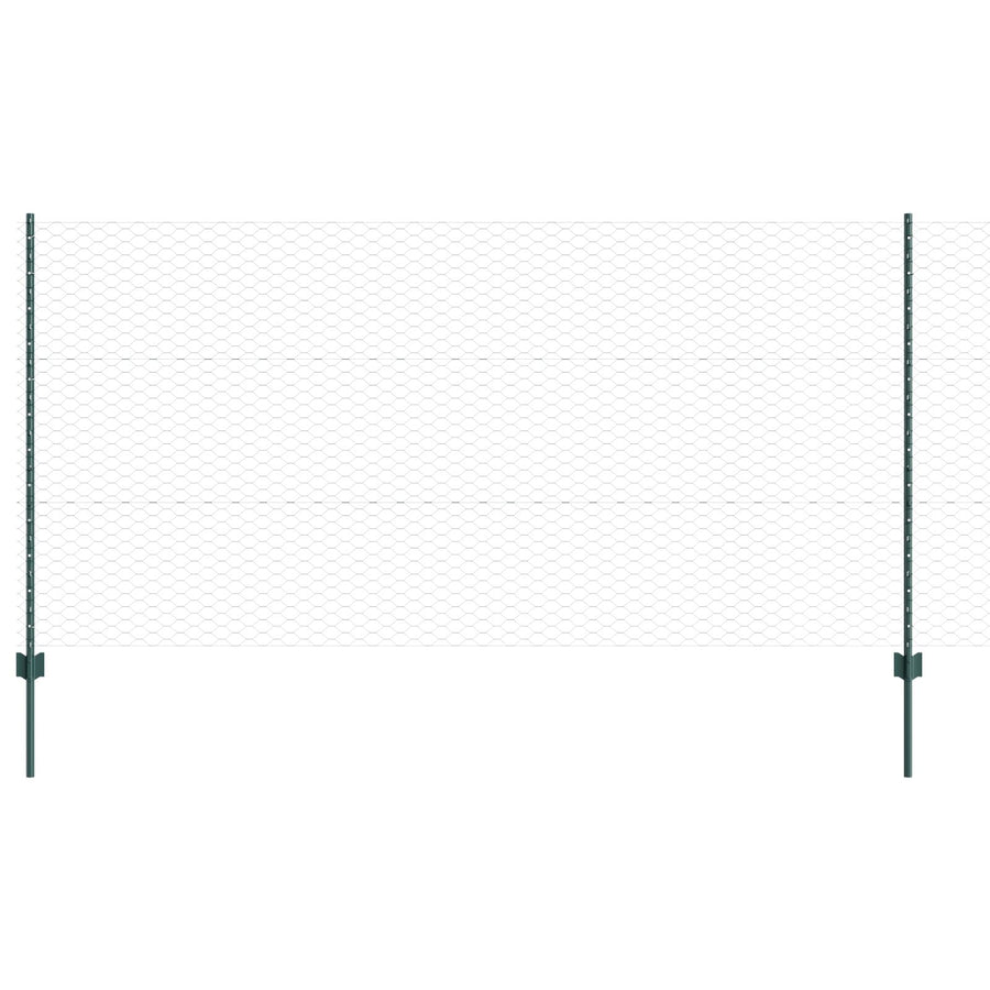 Hekpalen 11 Stuks U-Kanaal Groen 120 Cm Staal,  Zeshoekig Hek Groen 1.2X50 M Staal