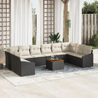 Loungeset polyrattan 11-delig zwart voor 10-12 personen