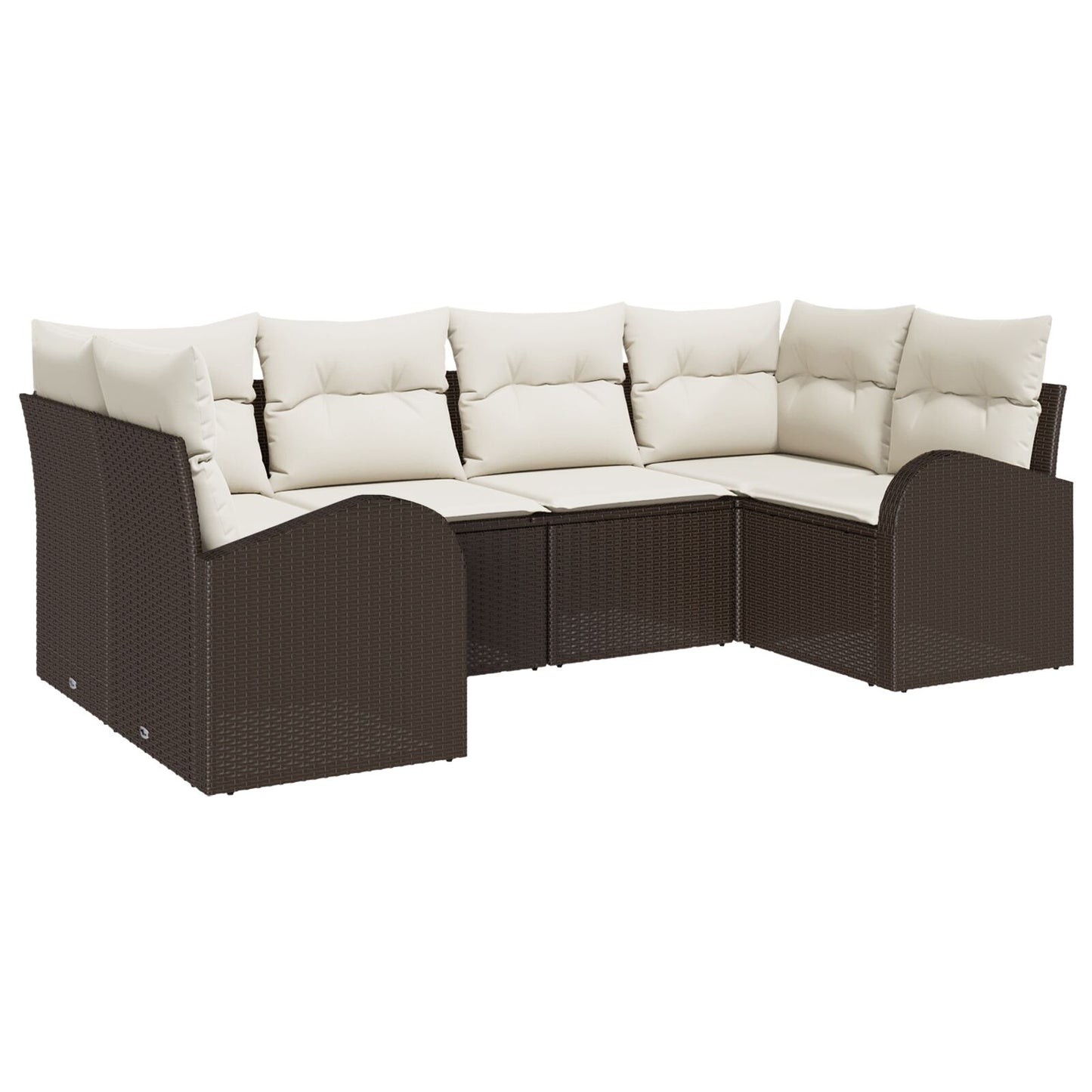 6-Delige Tuin Sofa Set Met Kussens Bruin Poly Rattan