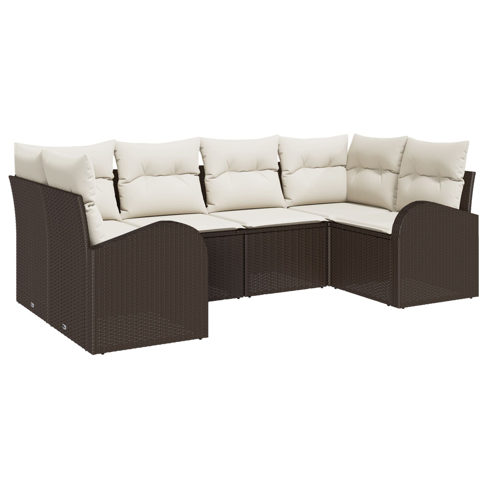 6-Delige Tuin Sofa Set Met Kussens Bruin Poly Rattan