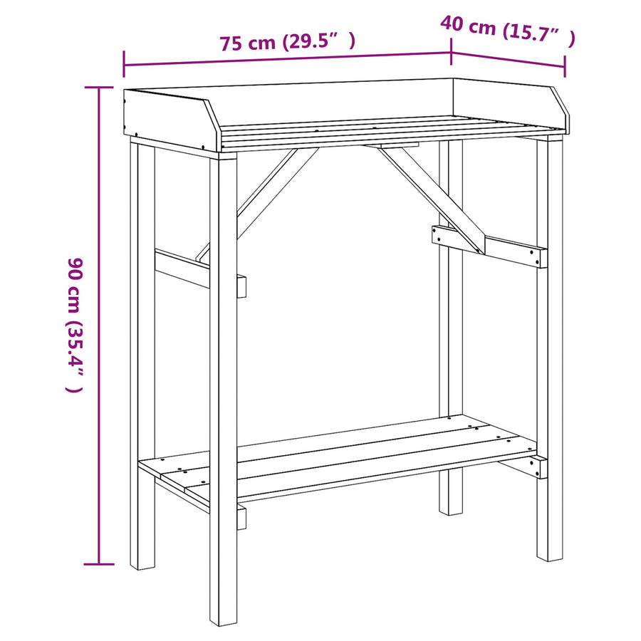 Tuin Potting Tafel 75X40X90 Cm Massief Hout Grenen Natuurlijk