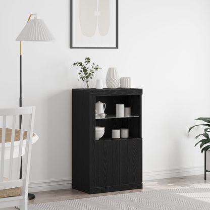 Dressoir Met Led-Verlichting 60,5X37X100 Cm Zwart eiken