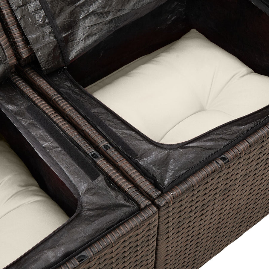 Tuin Sofa Set Set Van 11 Beige Rattan Tuin Sofa Set Rechthoekig