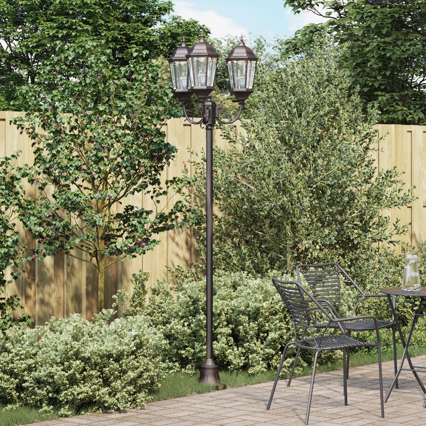 Tuinlichtpaal 3-Lamp E27 220 Cm Aluminium Brons
