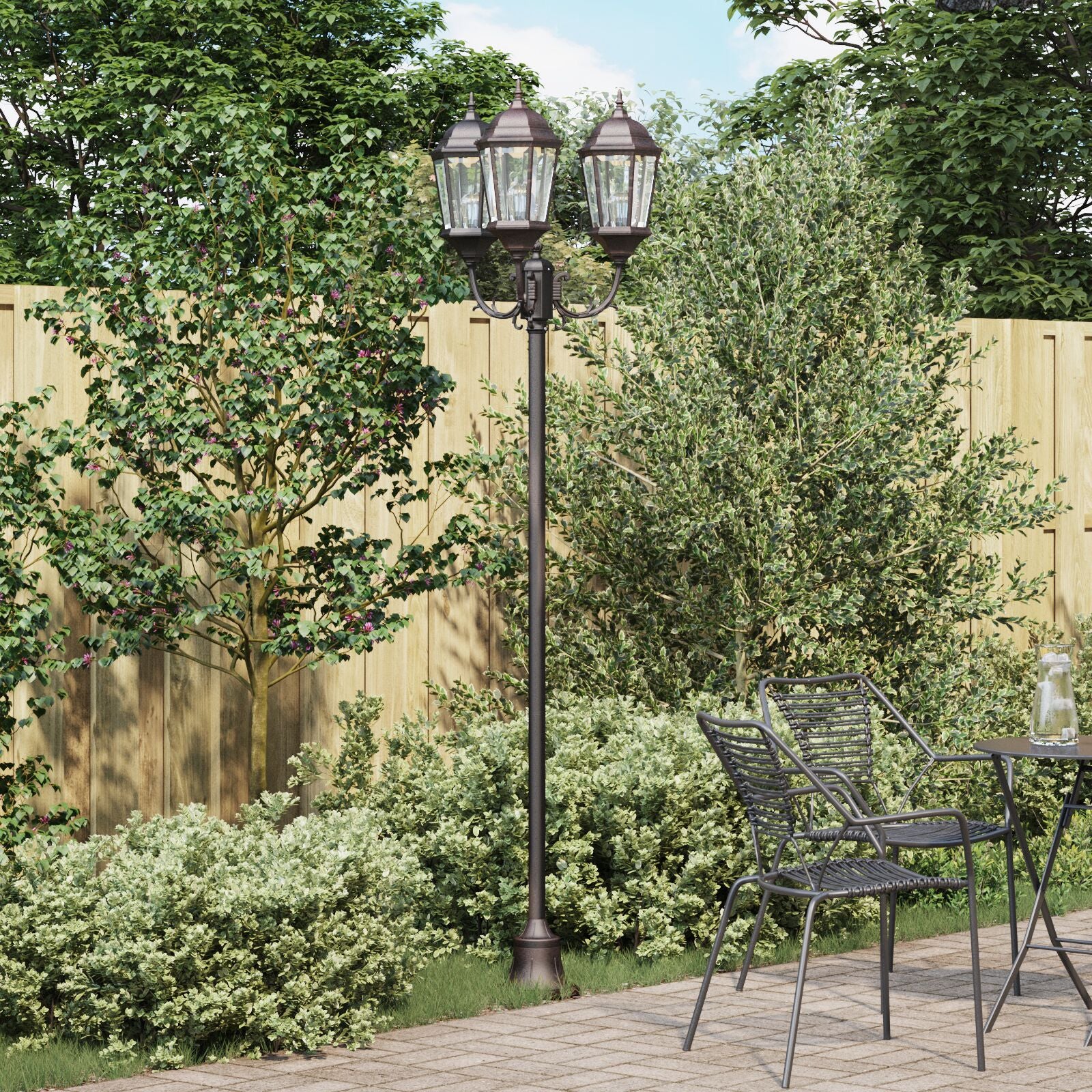 Tuinlichtpaal 3-Lamp E27 220 Cm Aluminium Brons