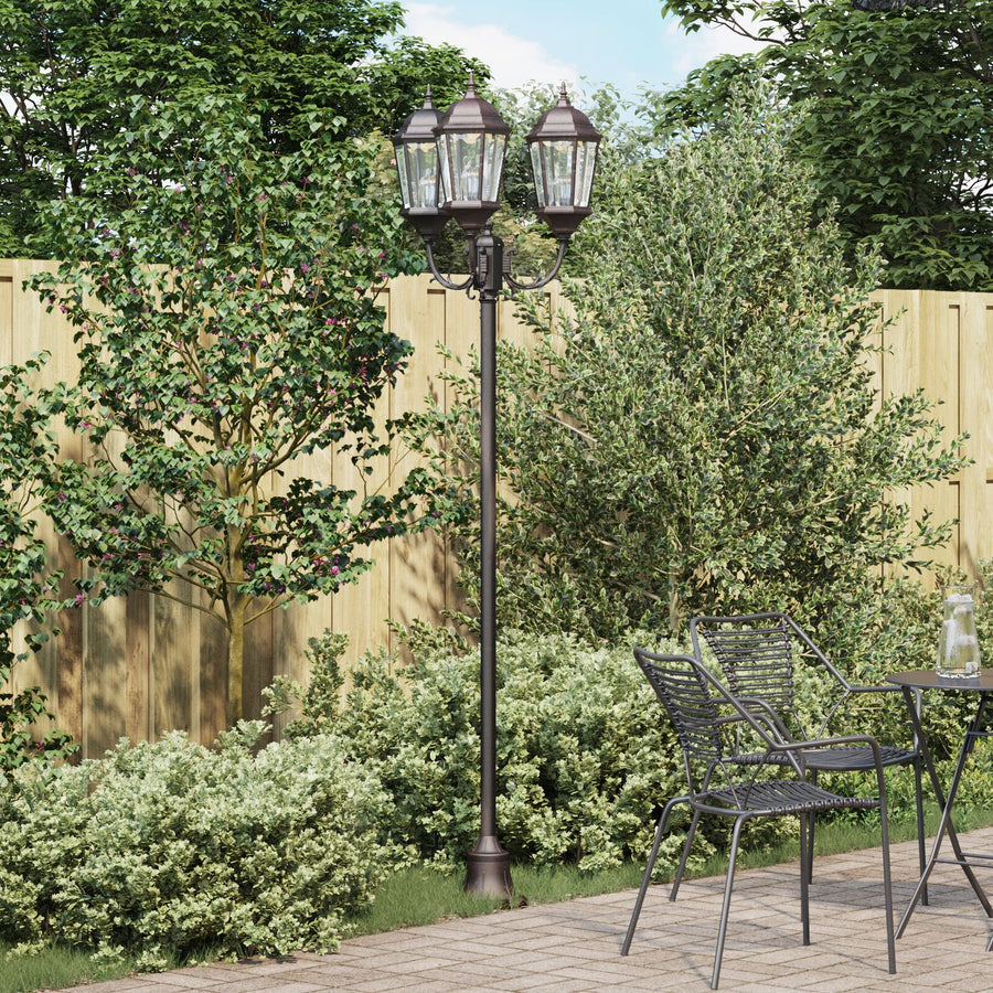 Tuinlichtpaal 3-Lamp E27 220 Cm Aluminium Brons