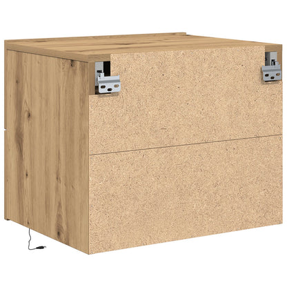 Bedside Cabinets Met Led Lichten Wandgemonteerd 2 Stuks Artisan Eiken Ambachtelijk eiken