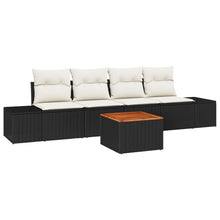 5-Delige Tuin Sofa Set Met Kussens Zwart Poly Rattan Acacia