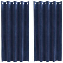 Blackout Gordijnen 2 Stuks E Velours Donkerblauw 140 x 175 cm met oogjes