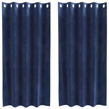 Blackout Gordijnen 2 Stuks E Velours Donkerblauw 140 x 175 cm met oogjes