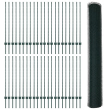 Hekpalen 11 Stuks U-Kanaal Groen 120 Cm Staal,  Hexagonaal Hek Groen 1.2X100 M Staal