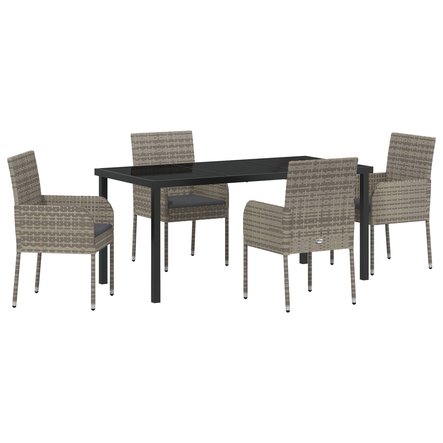 5-Delige Tuin Dining Set Met Kussens Grijs Poly Rattan