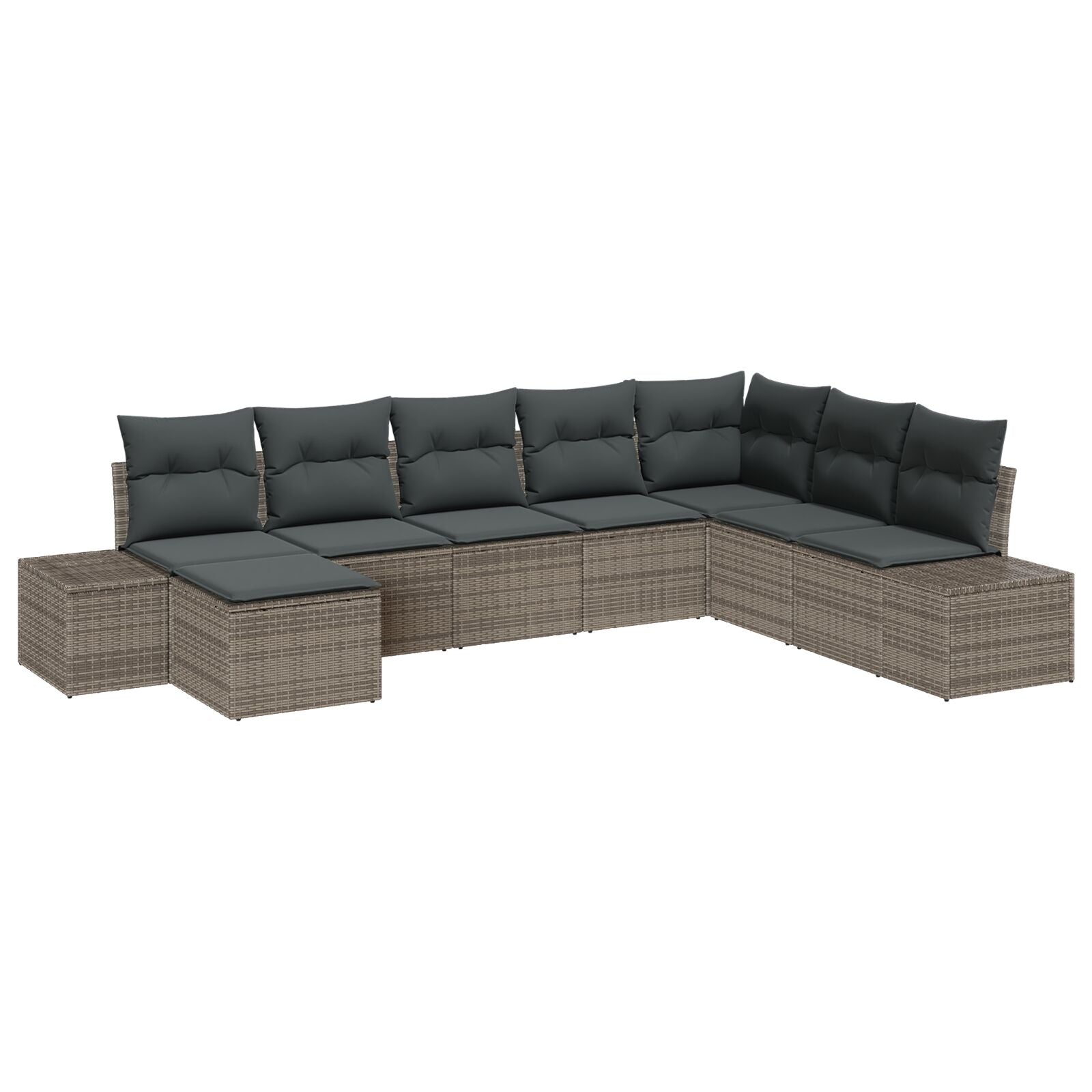 8-Delige Tuin Sofa Set Met Kussens Grijs Poly Rattan