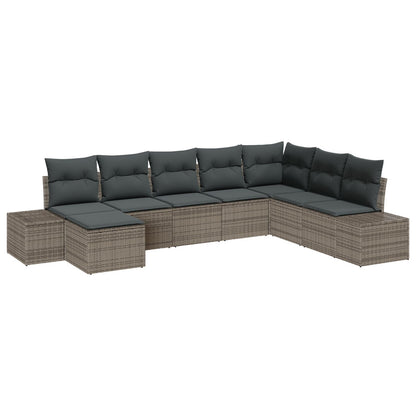 8-Delige Tuin Sofa Set Met Kussens Grijs Poly Rattan
