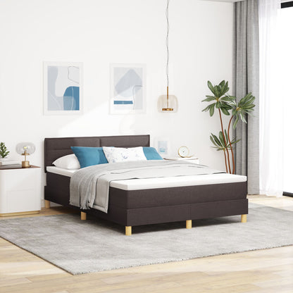 Boxspringbed Met Matras Stof Donkerbruin 160 x 200 cm Lijnen ontwerp