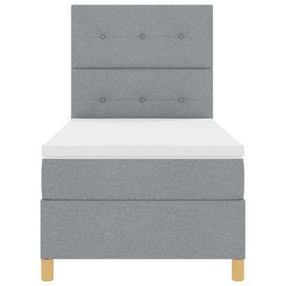 Boxspring Bed Met Matras Lichtgrijs 90X200 Cm Stof Blauw