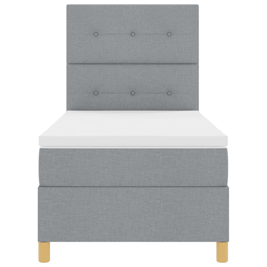 Boxspring Bed Met Matras Lichtgrijs 90X200 Cm Stof Blauw