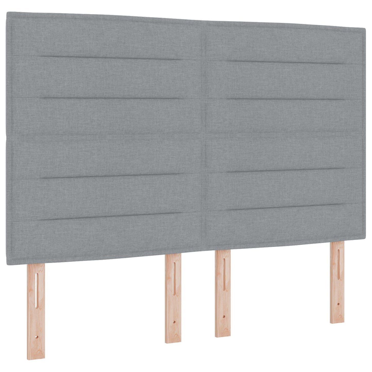 Bedframe Met Matras Set Van 2 Stof Lichtgrijs 160 x 200 cm Lijnen ontwerp