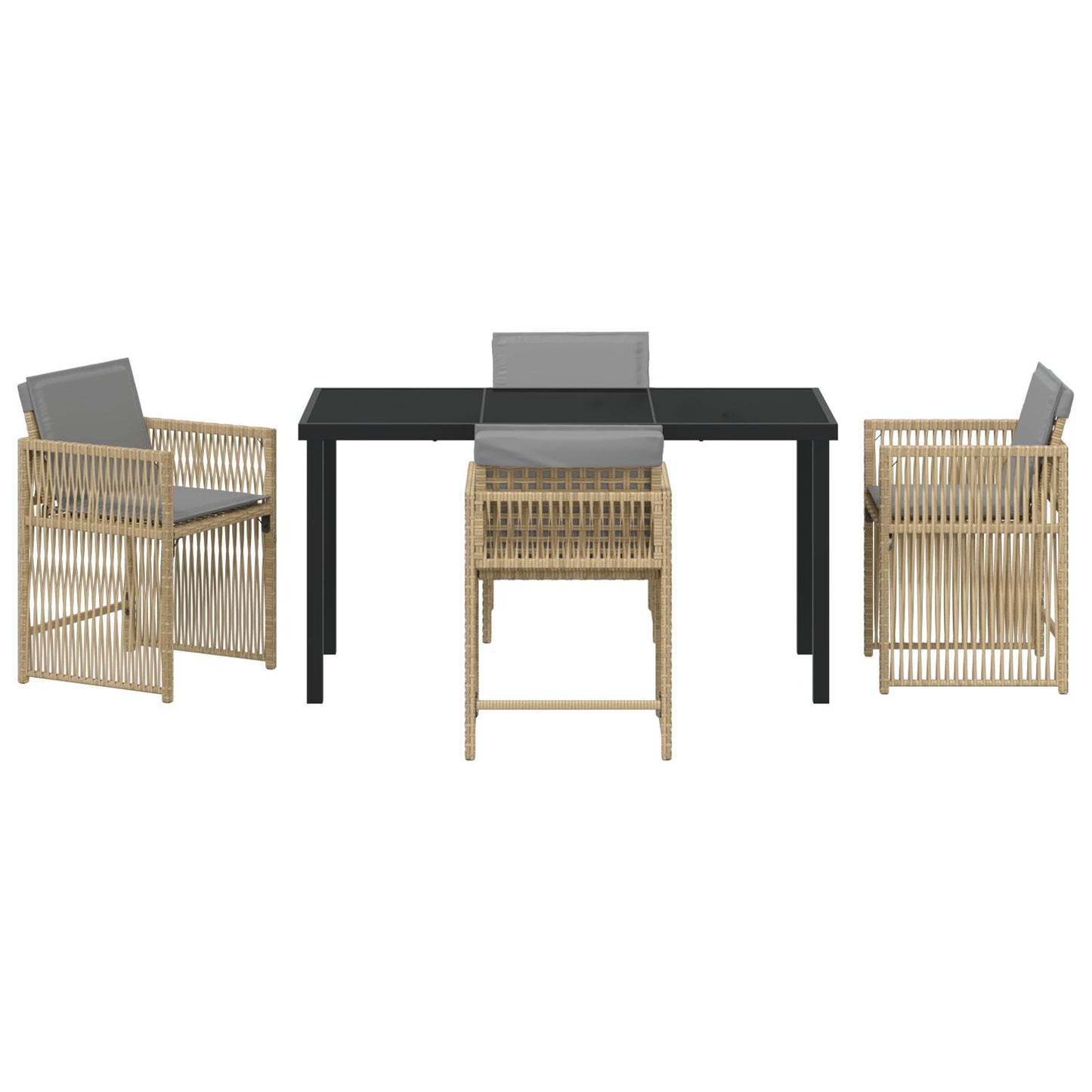 5 Delige Tuin Eetset Met Kussens Beige Poly Rattan