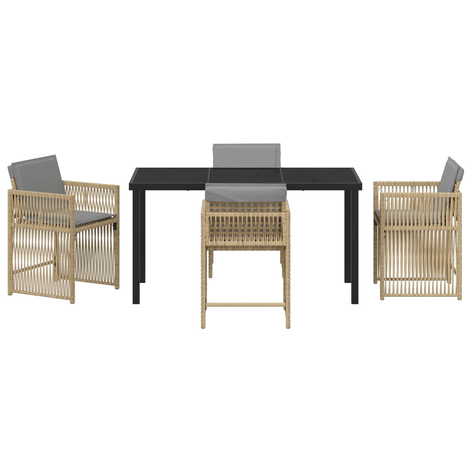 5 Delige Tuin Eetset Met Kussens Beige Poly Rattan