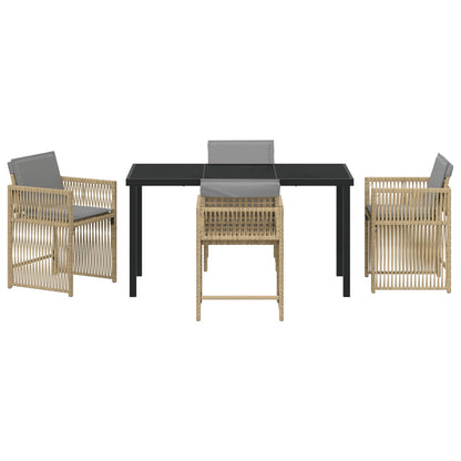 5 Delige Tuin Eetset Met Kussens Beige Poly Rattan