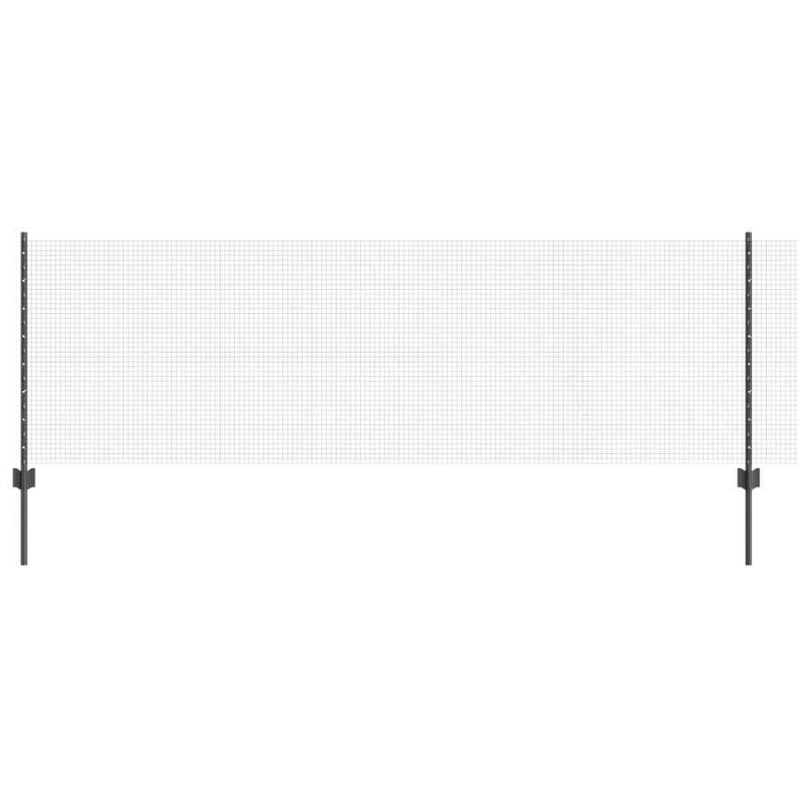 Gelaste Draad Fence Met 11 U-Palen Grijs 0.8X25 M Staal