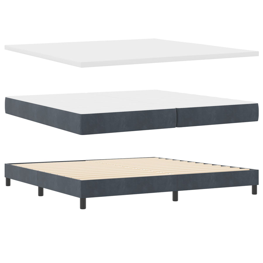 Boxspringbed Met Matras Donkergrijs 200X200 Cm Velvet Blauw