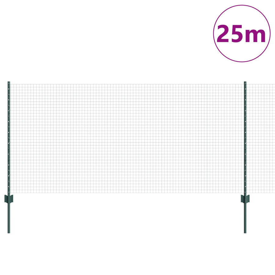 Gelaste Draadhek Met 11 U-Posten Groen 1X25 M Staal